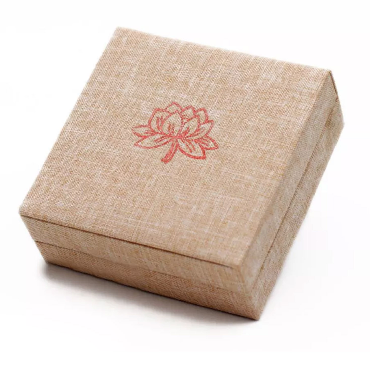 Hinged Lid Logo Printed Khaki Linen Box